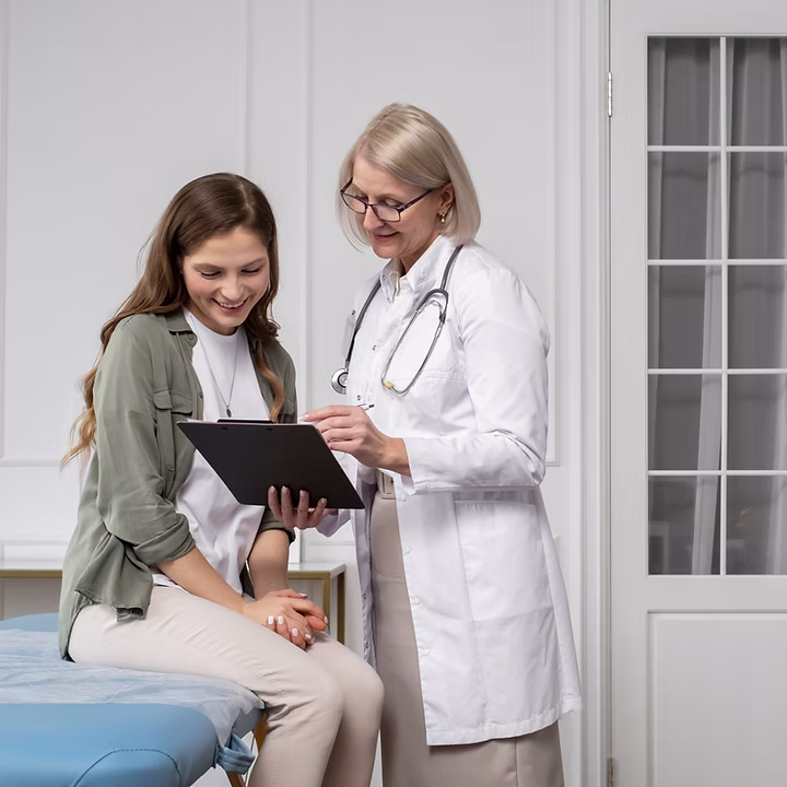 Doctor and patient in a supportive consultation
