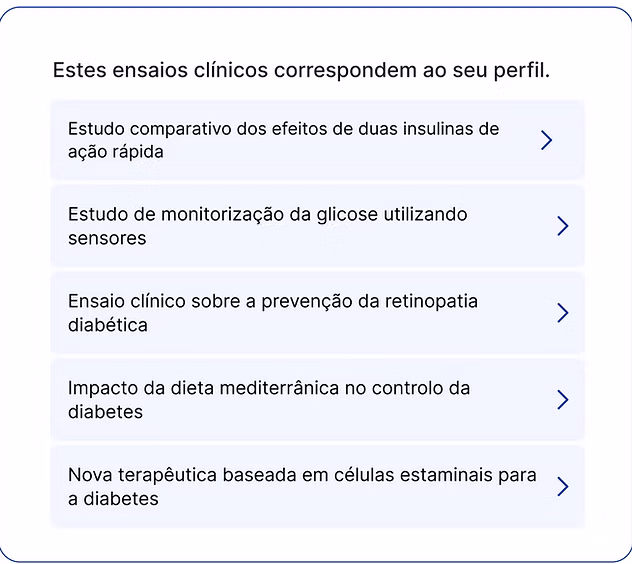 2. Receba uma lista de ensaios